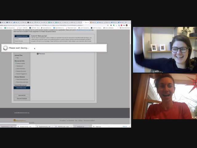 Image of Meghan and Nadja submitting paper